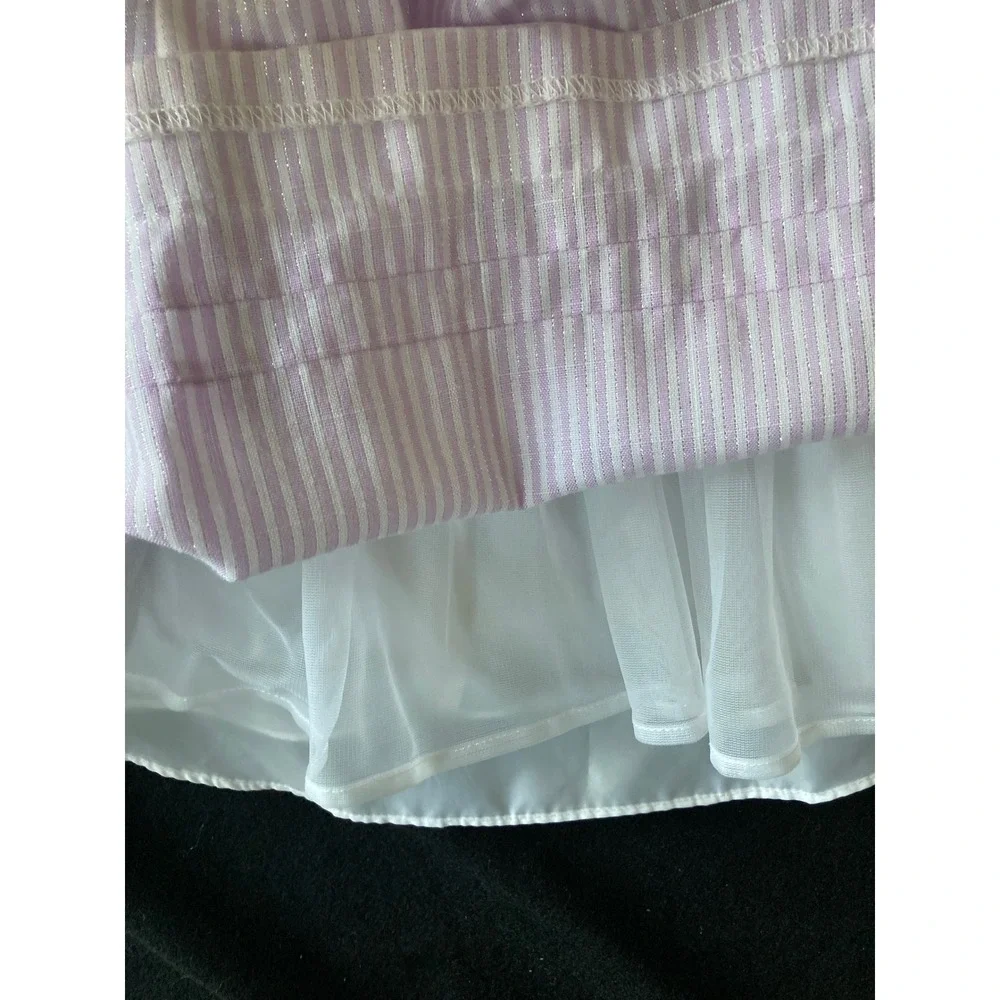 Bonnie Jean Girls Lavender White Striped Metallic Party Dress Size 5 R34423-DV